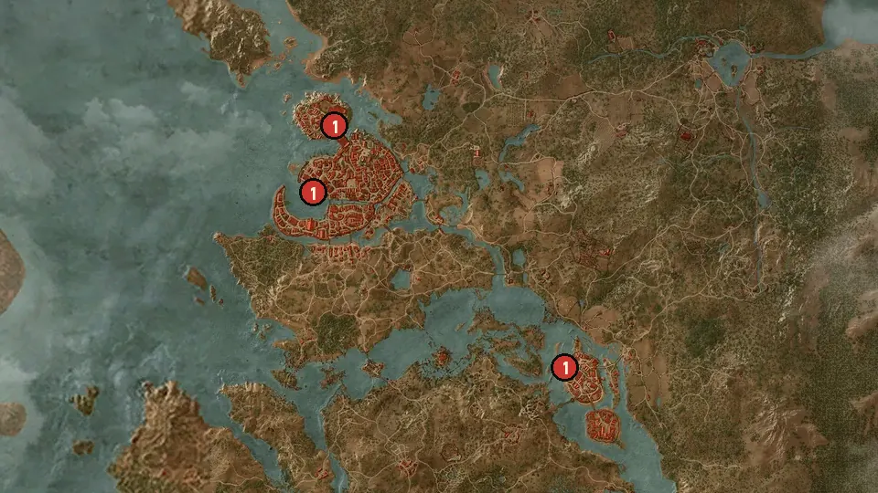 Map of the A Favor for Radovid objectives around Oxenfurt Harbor