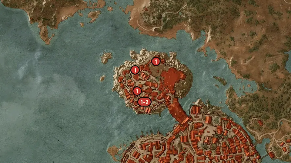 Map of the Ciri's Story: Breakneck Speed objectives around Electors' Square