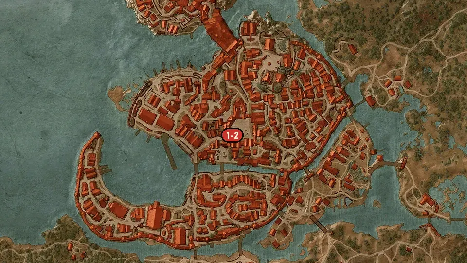 Map of the A Final Kindness objectives around Hierarch Square