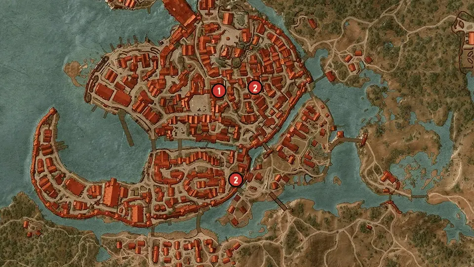 Map of the It Takes Three to Tango objectives around Hierarch Square