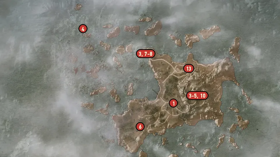 Map of the The Isle of Mists objectives around Tor Gvalch'ca, Kaer Trolde Harbor