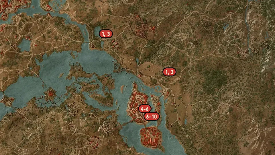 Map of the Open Sesame: Breaking and Entering objectives around Western Gate, Novigrad Gate, Carsten