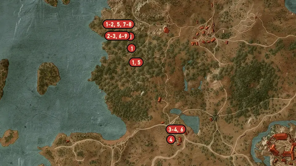 Map of the Wild at Heart objectives around Isolated Shack, Blackbough, Abandoned Tower