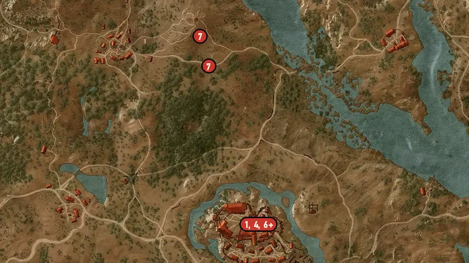 Map of the Master Armorers objectives around Castle Village, Clan Tordarroch Forge, Wolven Glade