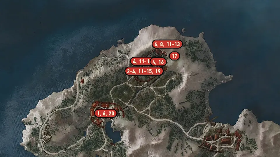 Map of the In Wolf's Clothing objectives around Freya's Garden, Lofoten, Southern Gate