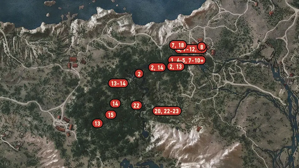 Map of the In the Heart of the Woods objectives around Fayrlund, Sund
