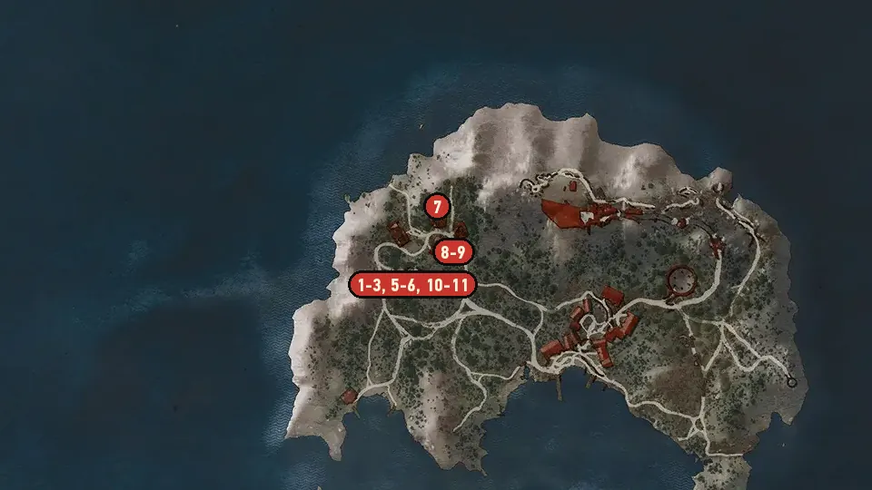 Map of the The Tower Outta Nowheres objectives around Bay Of Winds, Yngvar's Fang