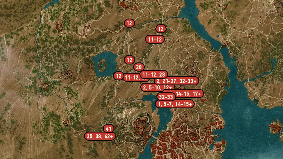 Map of the The Warble of a Smitten Knight objectives around Tourney Grounds, Palace Gardens, Beauclair Palace