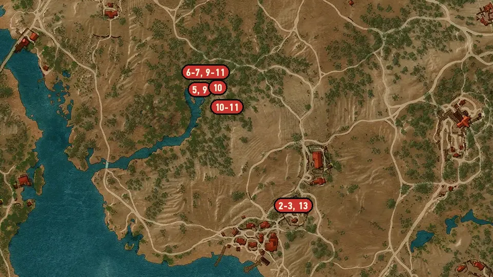 Map of the Scavenger Hunt: Grandmaster Ursine Gear objectives around Flovive, Dun Tynne Castle