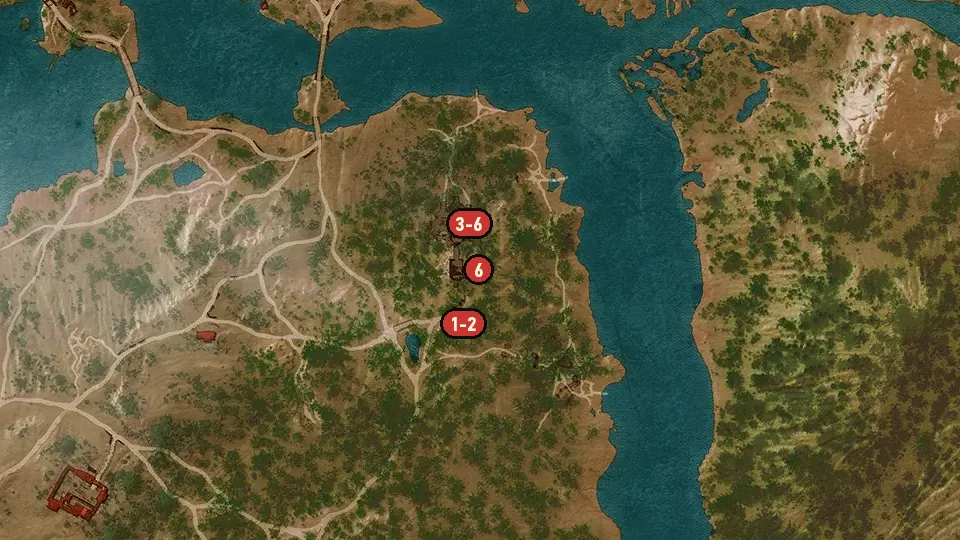 Map of the Scavenger Hunt: Grandmaster Wolven Gear objectives around Termes Palace Ruins