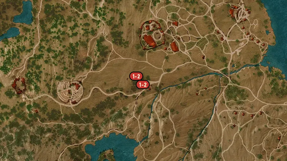 Map of the Vintner's Contract: Chuchote Cave objectives around Chuchote Cave