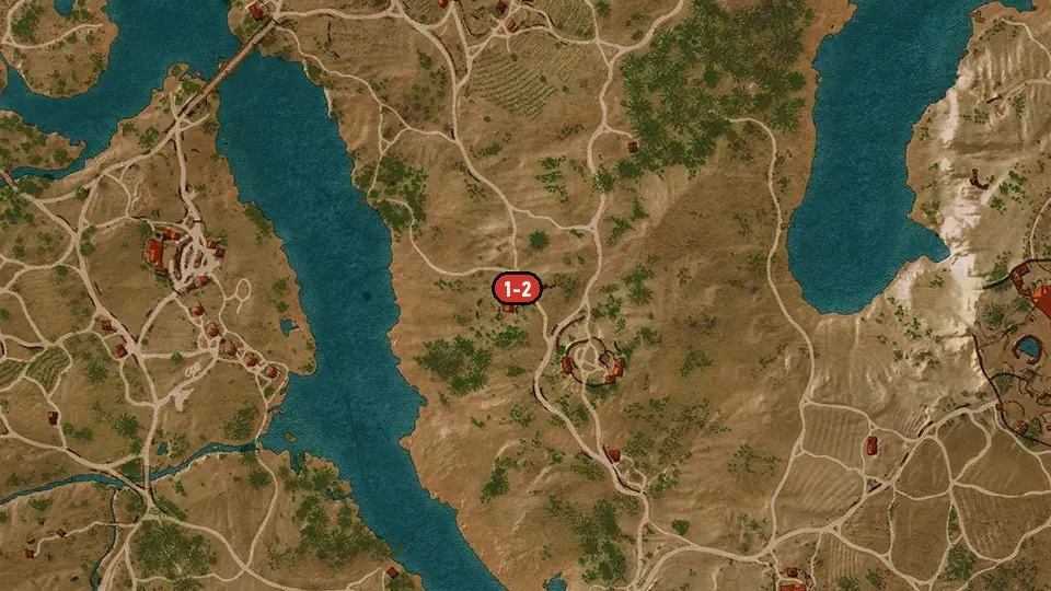 Map of the Vintner's Contract: Rivecalme Storehouse objectives around Dulcinea Windmill